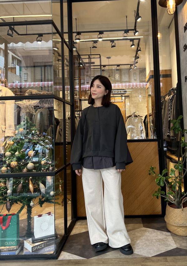 Jn110.最愛設計師檔口質感絨面拼層次上衣 