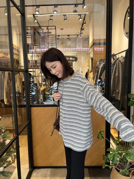 Jn106.必買絨坑條慵懶上衣 