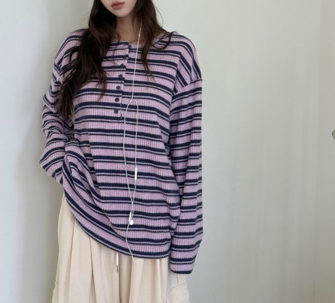 Jn106.必買絨坑條慵懶上衣 