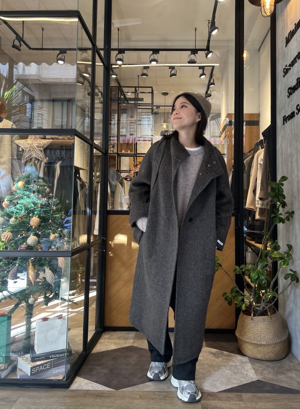 Dm126.時髦度爆棚的立領手工長大衣 