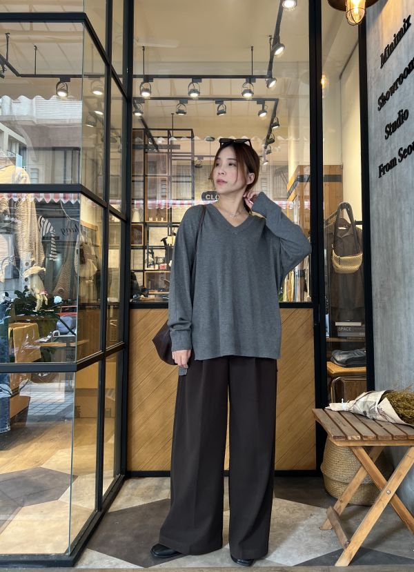 Nv106.質感s家親膚v領針織設計上衣 