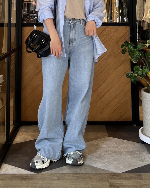 Ai18.p牌夏日牛仔寬褲 