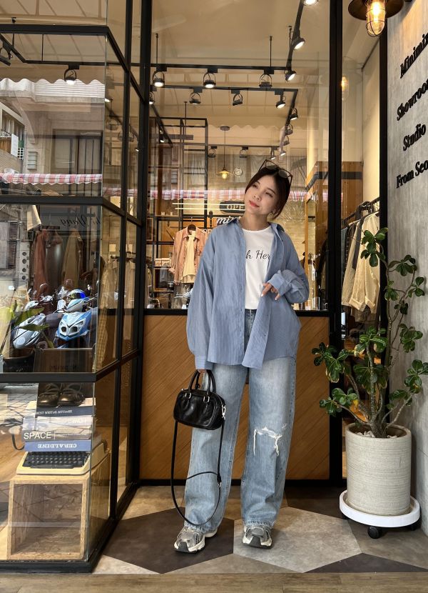 Ai15.夏日清新直條美色襯衫 