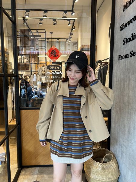 Ma308.必買好看配色條紋t 