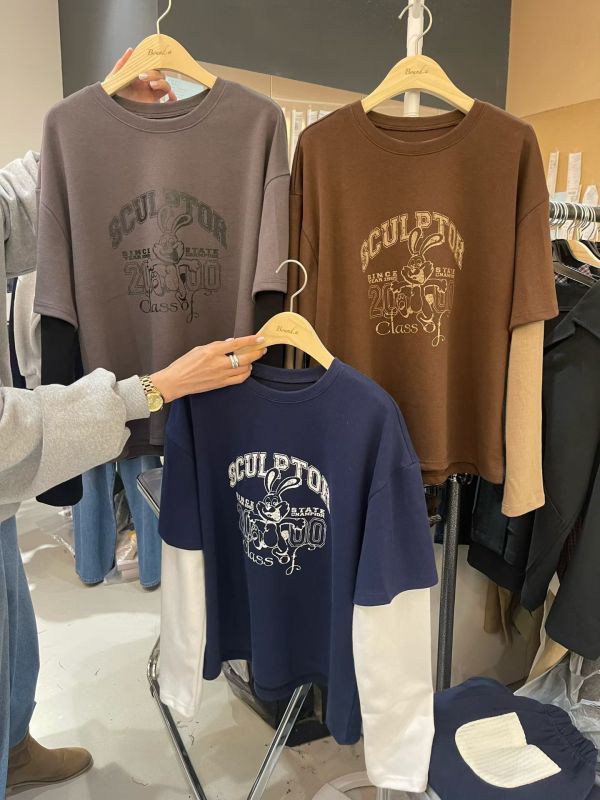 Nv105.新檔口可愛兔兔接袖t 