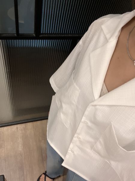 JL719.線格微透方形Q襯衫 