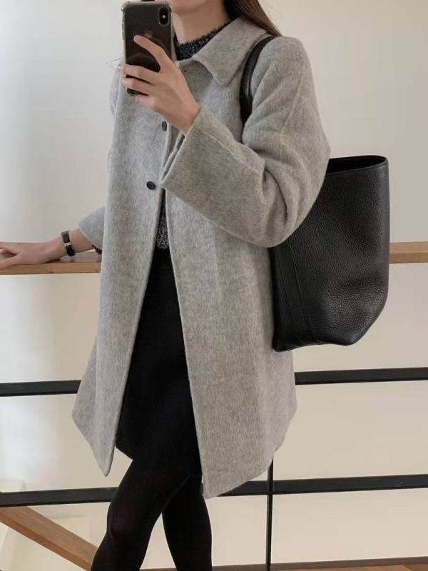 Dc123.超美無肩線後打褶手工大衣 