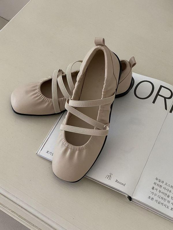 Mh328.軟皮彈性繞帶娃娃鞋 