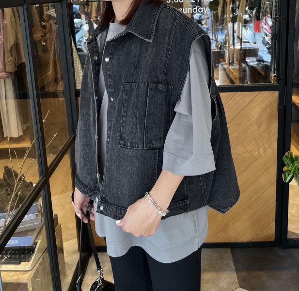 Ap426.設計檔口完美牛仔背心 