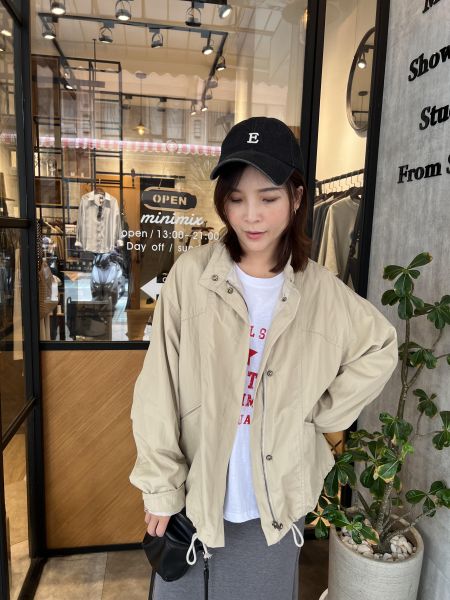 Ap420. 小立領輕工裝風衣外套 