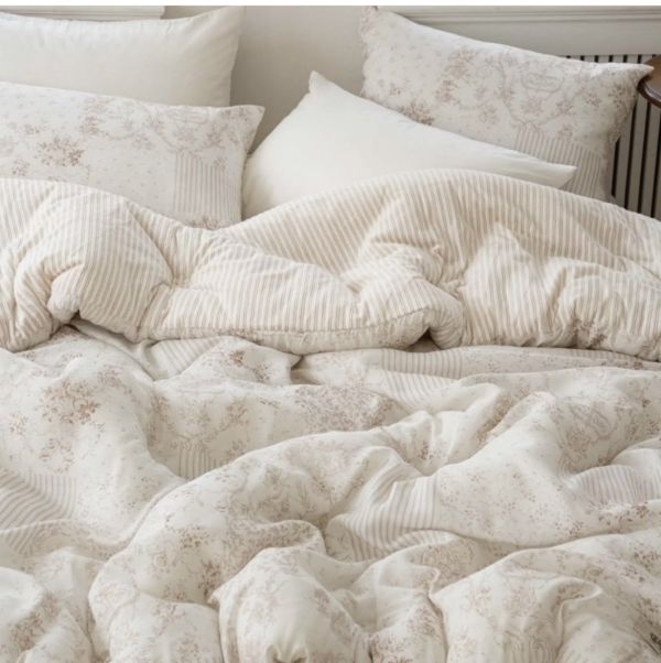 Kg77.線條印花四季短絨厚被/奶茶 