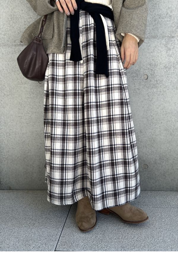Nn118.超美柔軟格子長裙 