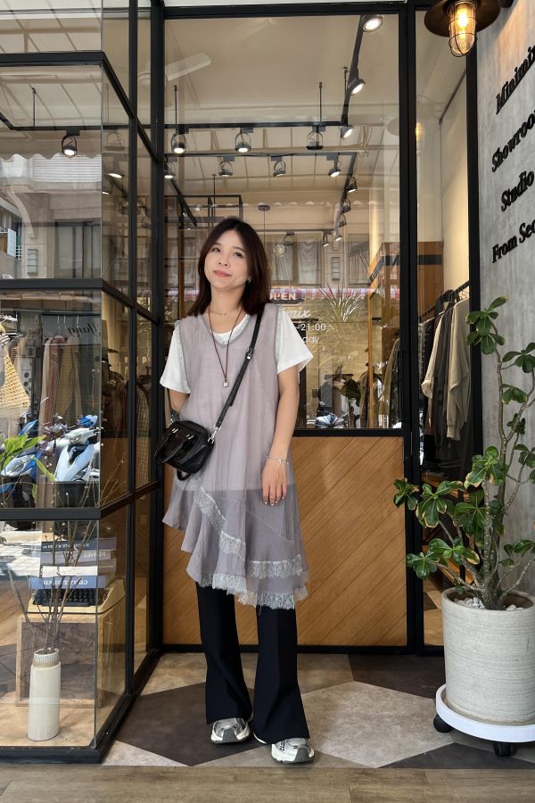 Ap411.超美不對稱拼蕾絲層次洋 