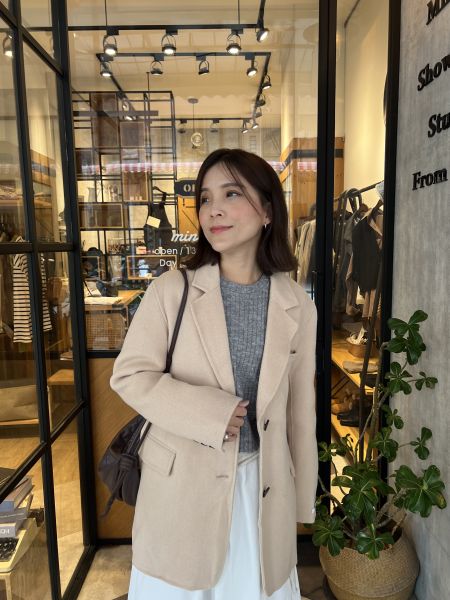 Nn116.奶杏手工西外大衣 