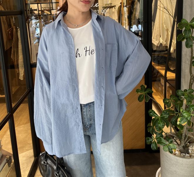 Ai15.夏日清新直條美色襯衫 