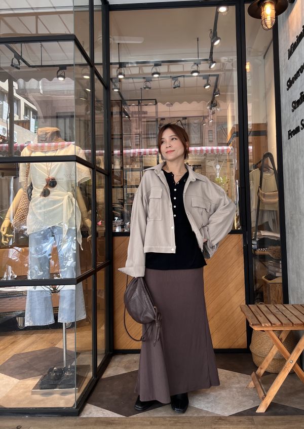 At927.愛牌家坑紋延展長裙 