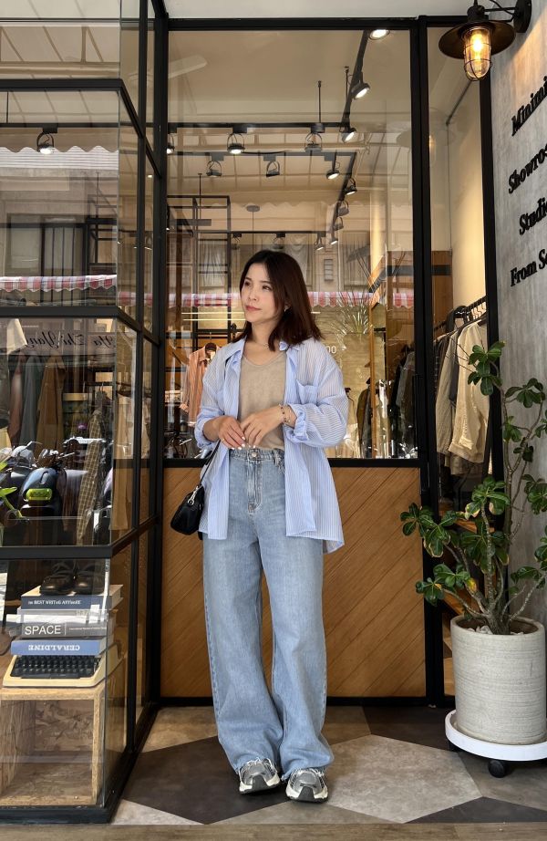 Ai18.p牌夏日牛仔寬褲 