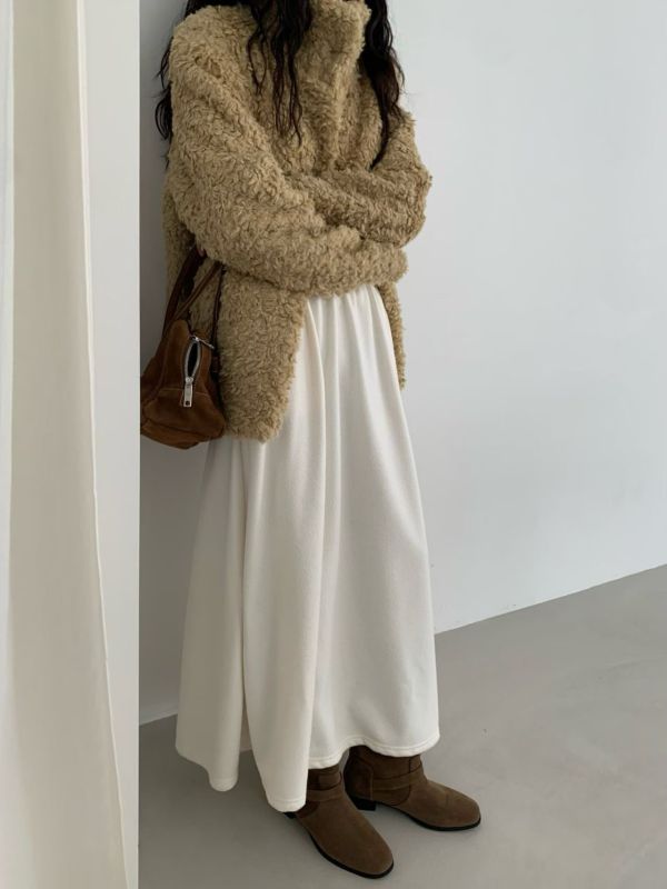 Nn107.輕盈毛料棉裙 