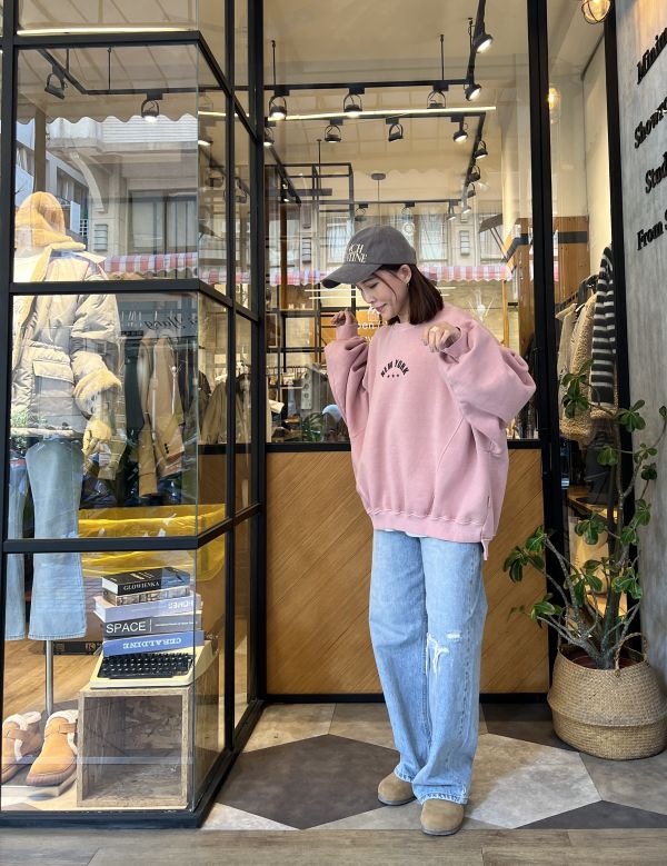 Hn107.超好看剪裁New York 水洗大學t 