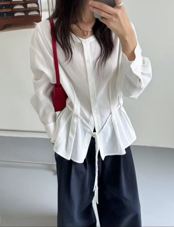 AAu07.小姊姊辮子綁帶衫 