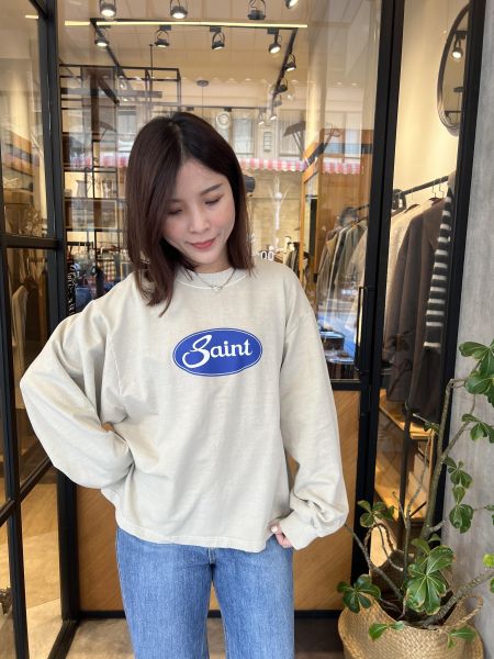 Sp113.好看水洗連袖t/奶杏 