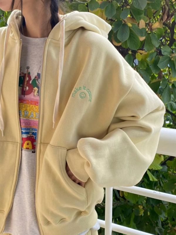 Nv110.舒服笑臉大學連帽外套 