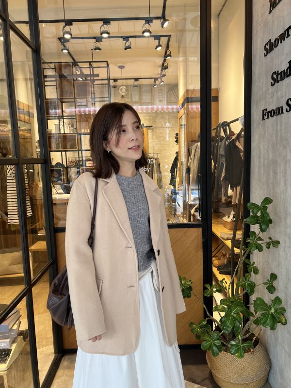 Nn116.奶杏手工西外大衣 