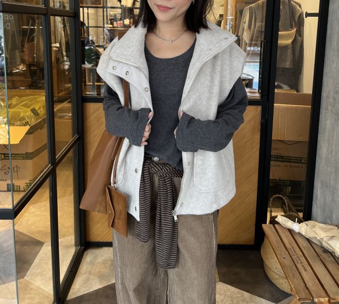 Nv117.口袋毛呢百搭背心 