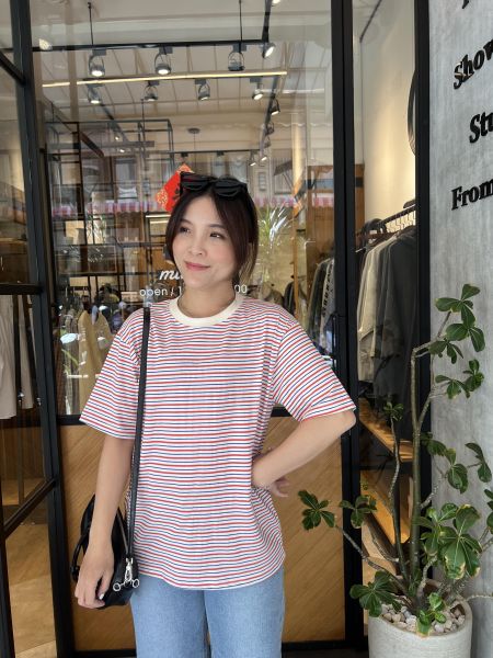 Mh301.可愛彩條短t 