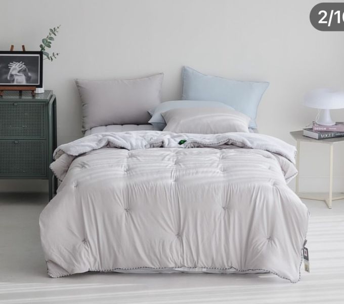 Kg22簡約蝴蝶結刺繡短絨冬被/灰 