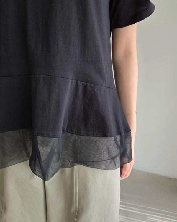 Ai27.完美質感拼紗上衣服 