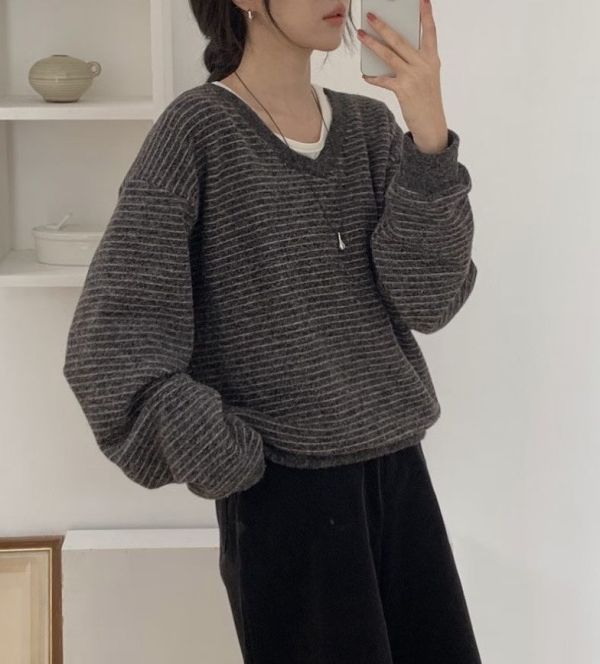 Hn112.設計師檔口超美柔軟條紋上衣 