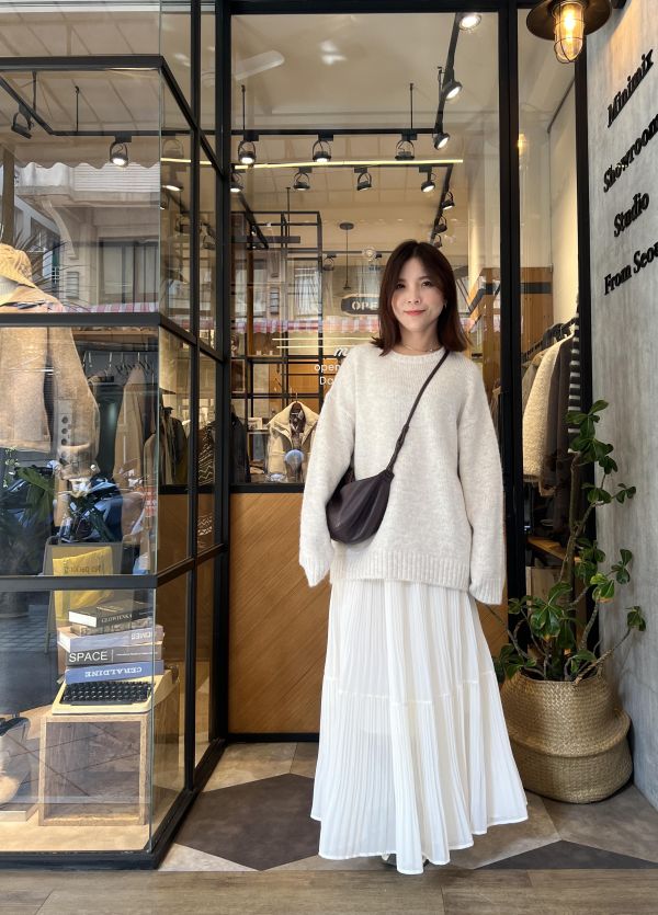 Sp121.超美細摺層次紡裙/杏 