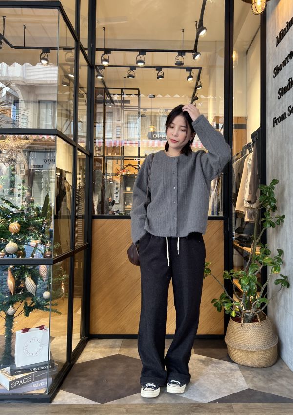 Dm107. 小香風毛海開釦上衣 