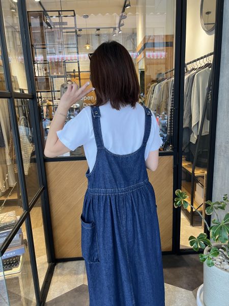 Mh324.超Q抽繩牛仔吊帶裙 