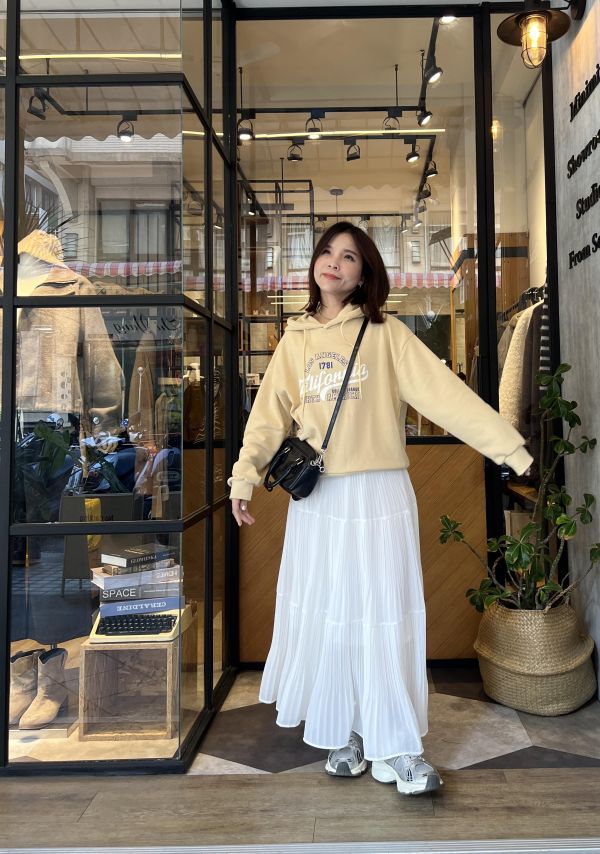 Sp120.超美細摺層次紡裙/白 