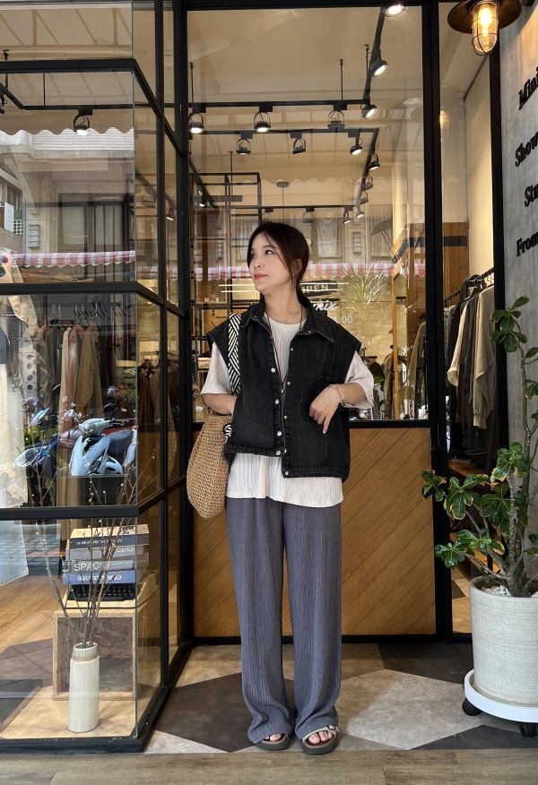 Ap426.設計檔口完美牛仔背心 