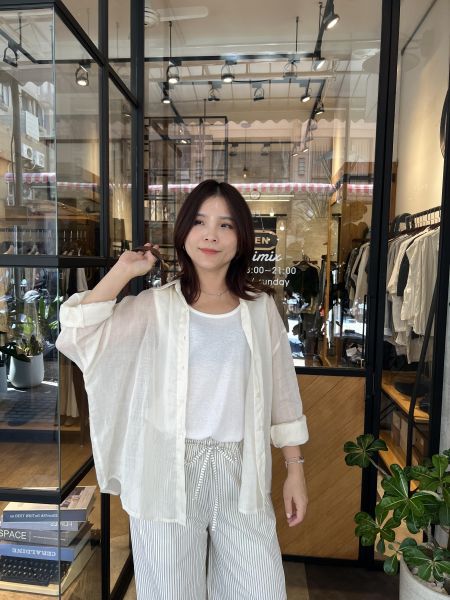 Ju19.夏日純麻微透美衫 