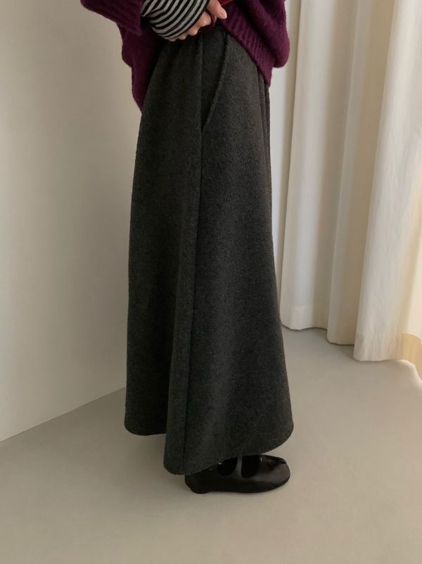 Nn107.輕盈毛料棉裙 