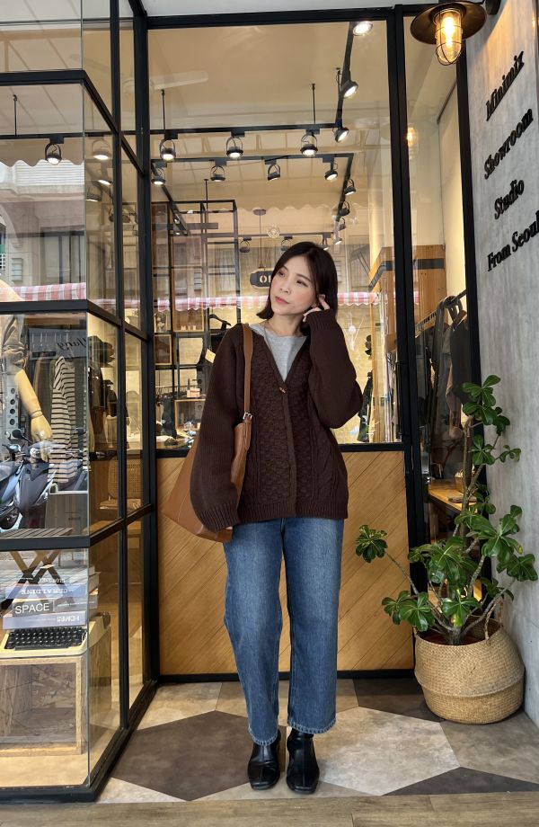 Nn108.v領木釦編織鉤針外 