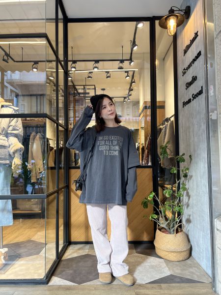 Hn105.室友共穿/超好看水洗接袖t 