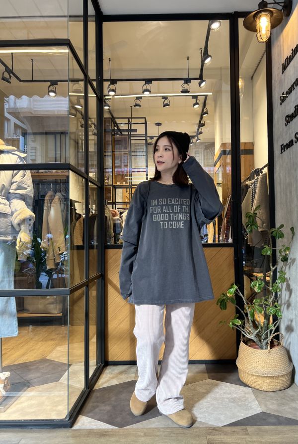 Hn105.室友共穿/超好看水洗接袖t 