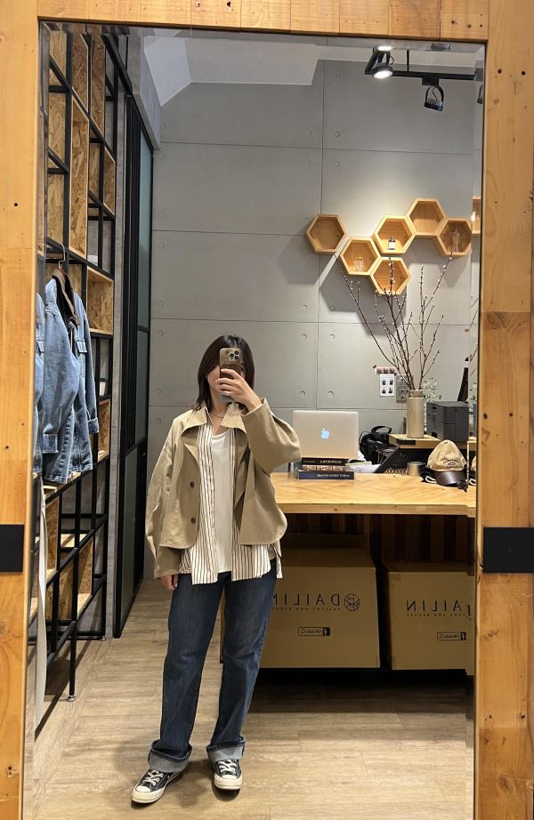 Ma326.最愛設計師檔口超美短風衣 