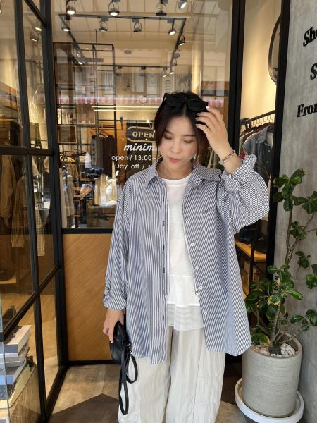 Ai25.質感抗皺2way直條襯衫外 