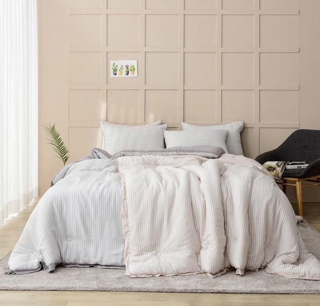 Kg93清新感線條四季厚被/奶杏 