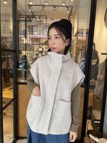 Nv117.口袋毛呢百搭背心 