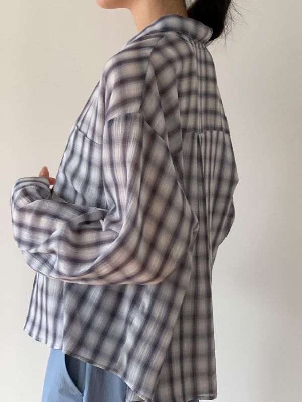 Js10.特殊混紗格紋襯衫 