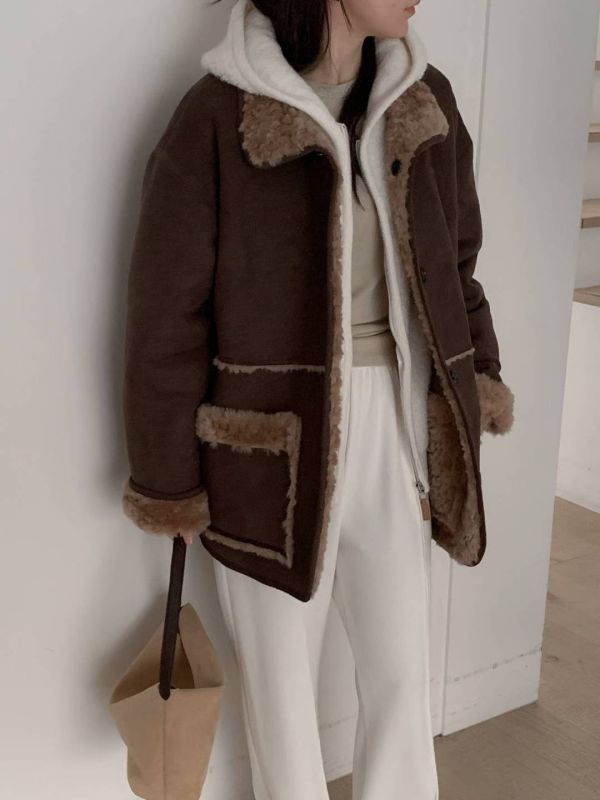 Jn118.歐膩必備雙面穿麂皮毛毛外 