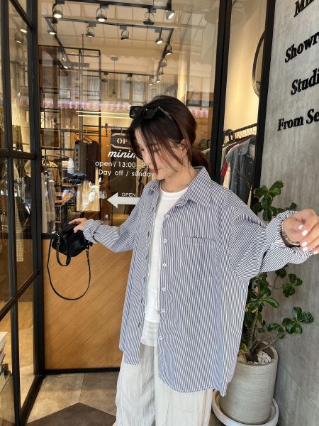 Ai25.質感抗皺2way直條襯衫外 