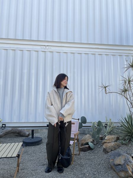 Hn130.必買可愛羊絨帽斗篷手工大衣 